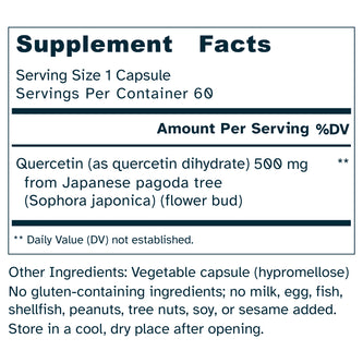 Quercetin  500mg – Bioflavonoid – Immune Health, Cellular Support from Japanese Pagoda Flower - No Additives – 60 Capsules by Awakened.energy