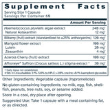 Supplement facts label for OcuBerry Saffron with Acerola Cherry 590 mg capsules.