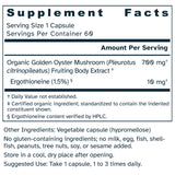 Supplement facts label for Ergothioneine Extract 700 mg capsules.