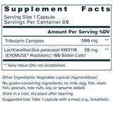 Supplement facts label for Eye-Gut Axis 550 mg capsules.