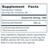 Supplement facts label for a capsule with nicotinamide riboside content.