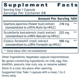 Supplement facts label for OcuVanta™ 535 mg - Forskolin, Rutin & Baicalin capsules.