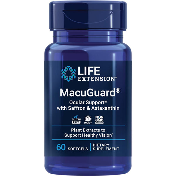 Life Extension MacuGuard Ocular Support with Saffron & Astaxanthin – 60 softgels