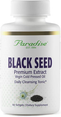Black Seed Virgin Cold Pressed Oil 60 Capsules by Paradise Herbs.