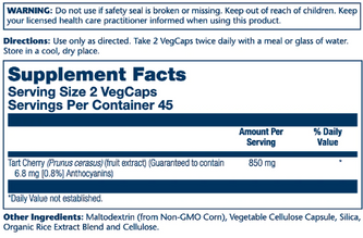 Tart Cherry 0.8% (Anthocyanins 850mg) 90 Vegetarian Capsules by Solaray