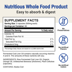 Green Pasture Fermented Cod Liver Oil, Orange-flavored – 120 Capsules