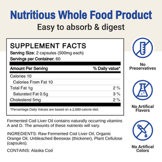 Green Pasture Fermented Cod Liver Oil, Orange-flavored – 120 Capsules