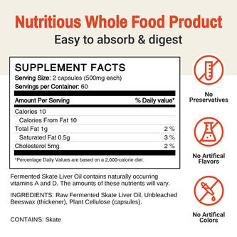 Green Pasture Fermented Skate Liver Oil – 120 Capsules