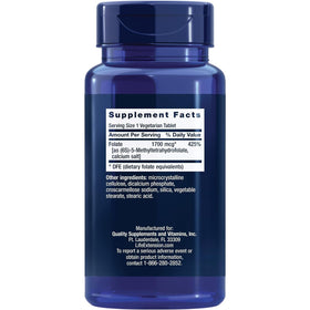 Life Extension Optimized Folate, L-Methylfolate, 1700mcg – 100 Veg Tabs