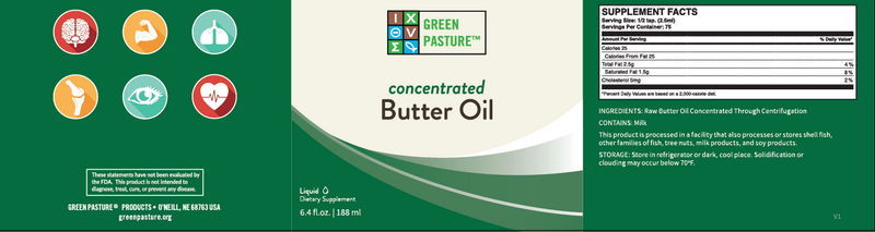 Green Pasture X-Factor Gold Concentrated Butter Oil, Unflavored – 6.4 fl oz