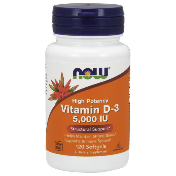 NOW Supplements High Potency Vitamin D-3, 5000 IU – 120 Softgels