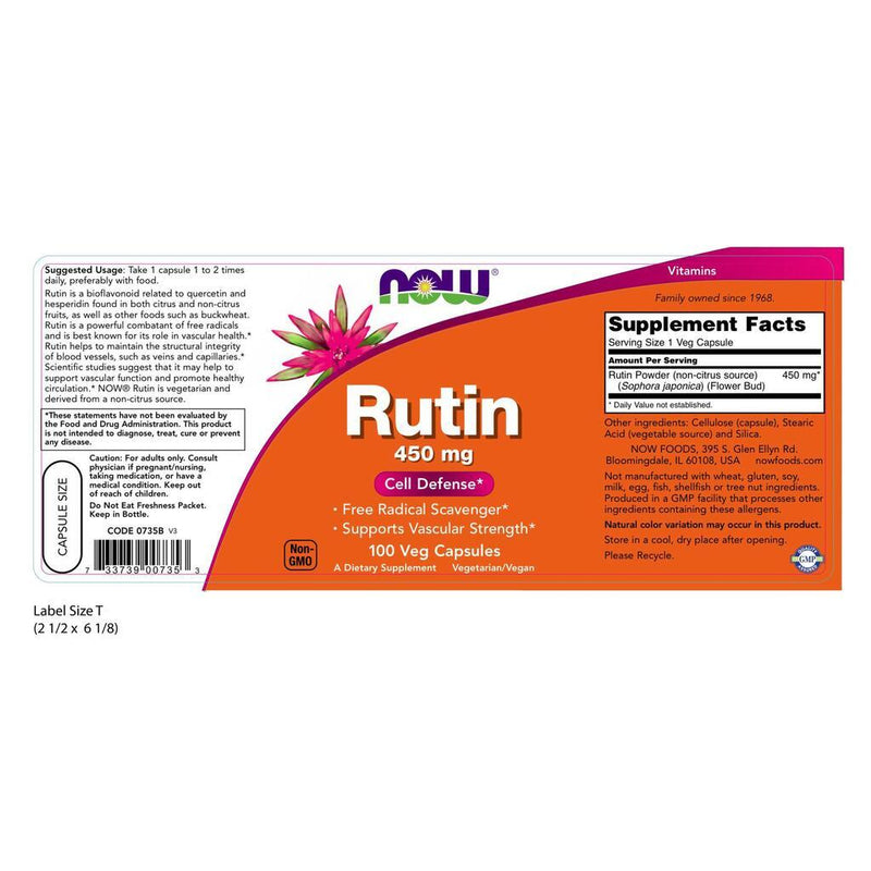 NOW Supplements Rutin 450 mg – 100 Veg Capsules