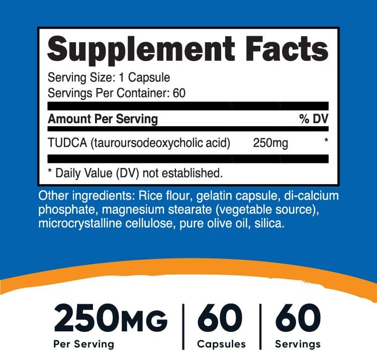 TUDCA 250mg | 60 Cap | (Tauroursodeoxycholic Acid) by Nutricost