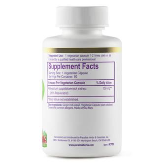 Paradise Herbs Resveratrol with Ginger – 180 Vegetarian Capsules