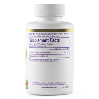Paradise Herbs Turmeric, Organic – 120 Vegetarian Capsules