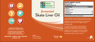 Green Pasture Fermented Skate Liver Oil, Orange