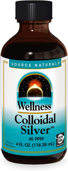 Source Naturals Wellness Colloidal Silver 45 ppm Supports Physical Well Being - 4 Fluid oz
