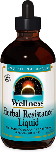 Wellness Herbal Resistance Liquid - Immune System Support with Echinacea, Coptis & Yin Chiao - 8 Fluid oz