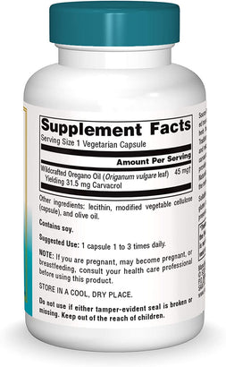Wellness Oil of Oregano - Standardized to 70% Carvacrol - 30 Vegetarian Capsules by Source Naturals