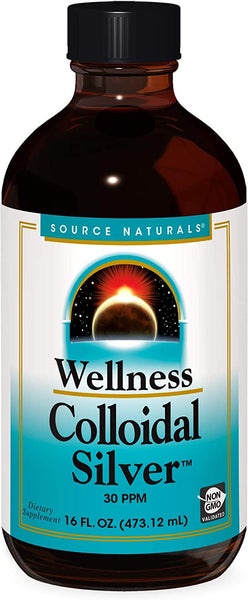 Source Naturals Wellness Colloidal Silver 30 ppm Supports Physical Well Being - 16 Fluid oz